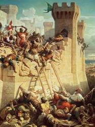 Guillaume de Clermont brání Ptolemaidu (Akko) roku 1291, 1845